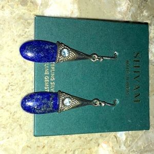 Lapis and blue topaz sterling silver earrings